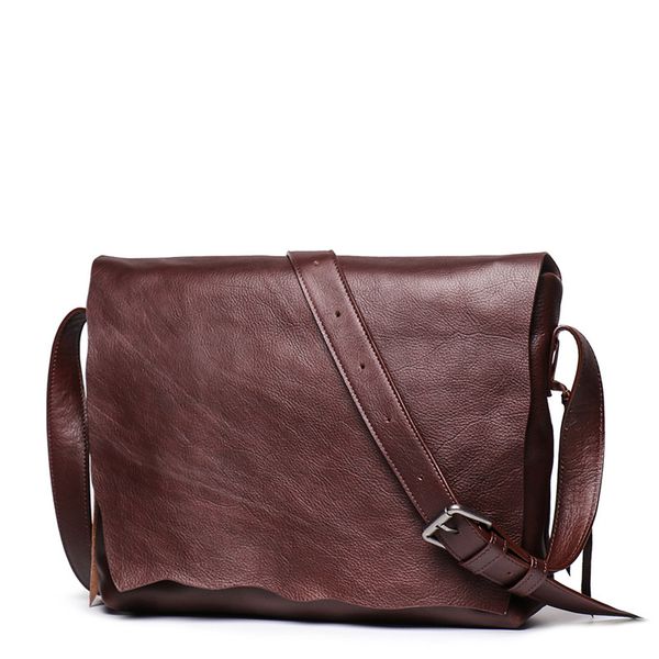 

nesitu vintage full grain vagetable tanned genuine leather women men messenger bags real skin shoulder bag m9034