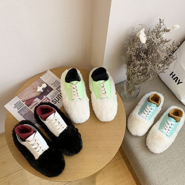 

cross women's shoes modis all-match round toe loafers fur casual female sneakers 2019 moccasin winter new basic solid leisure, Black