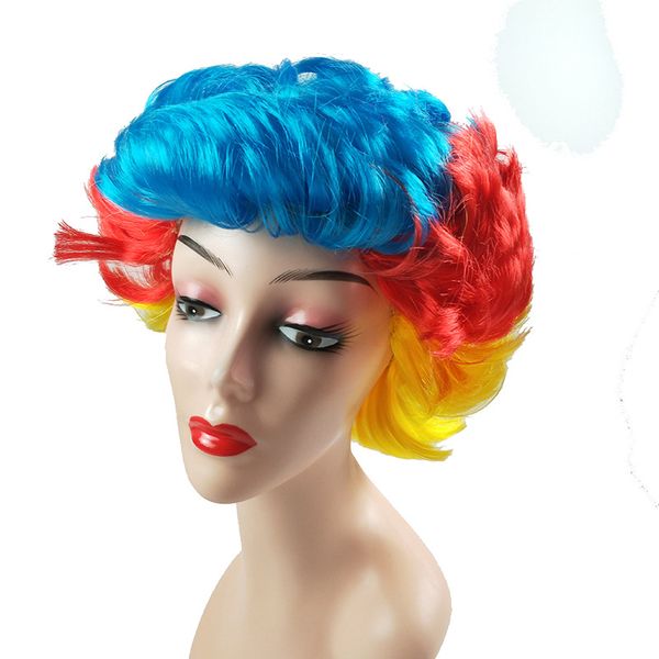 

2019 halloween wigs cosplay party hair wig masquerade ball colorful flip short curly hair wigs props for performance ing, Black