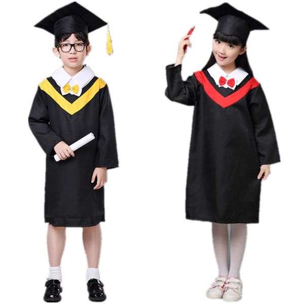

university graduation gown for kids student high school uniforms for kids class team wear academic dress bachelor robe, White