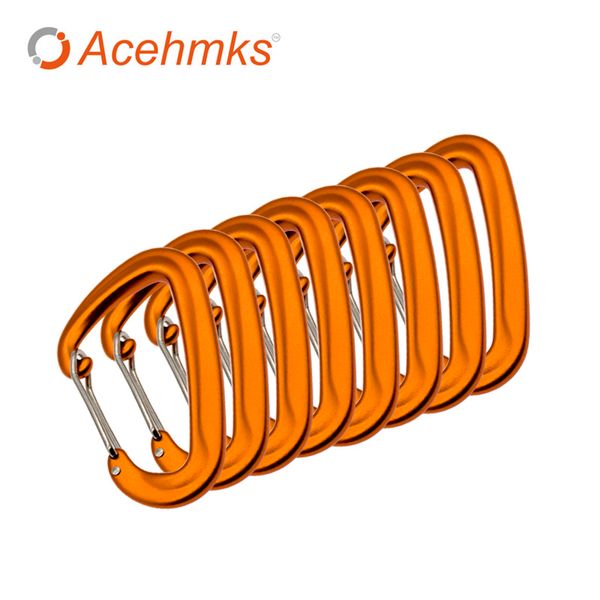 

acehmks 2pcs camping carabiner key chain outdoor climbing carabiner d-ring buckle screw lock hook hanging clip aluminum tool
