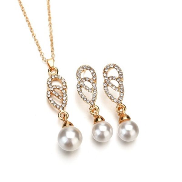 

fashion women necklace earrings jewelry sets gold color big simulated pearl wedding party jewelry sets for women n1287, Silver