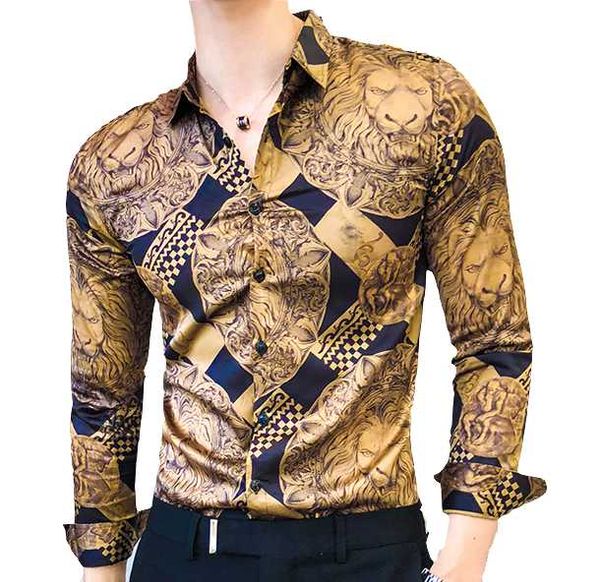 

zuzk golden casual shirt men long sleeve shirt dress slim fit tuxedo shirts male fashion streetwear social night club, White;black