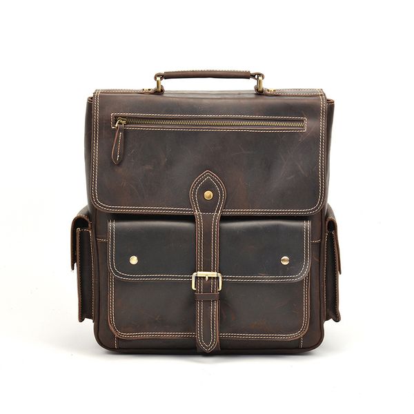 

johnature 2019 new genuine leather vintage men backpack crazy horse leather leisure lapbackpack large capacity travel bags