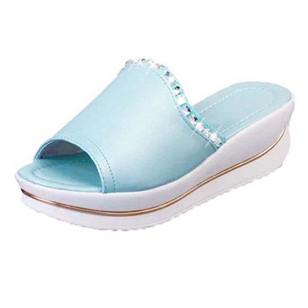 

jaycosin sandals summer solid color ladies sandals comfort slippers women platform shoes wedges shoes female, Black