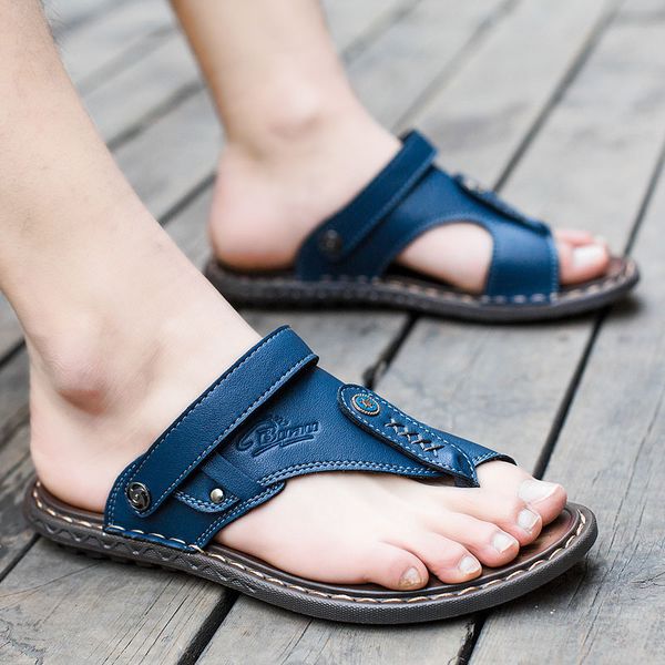 

2018 summer sandals men's dual-use sandals male korean version of the waterproof non-slip wear flip flops, Black