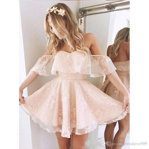 

off shoulder lace pink homecoming dresses little short a line pleats mini cocktail gowns backless short prom dresses custom made, Black