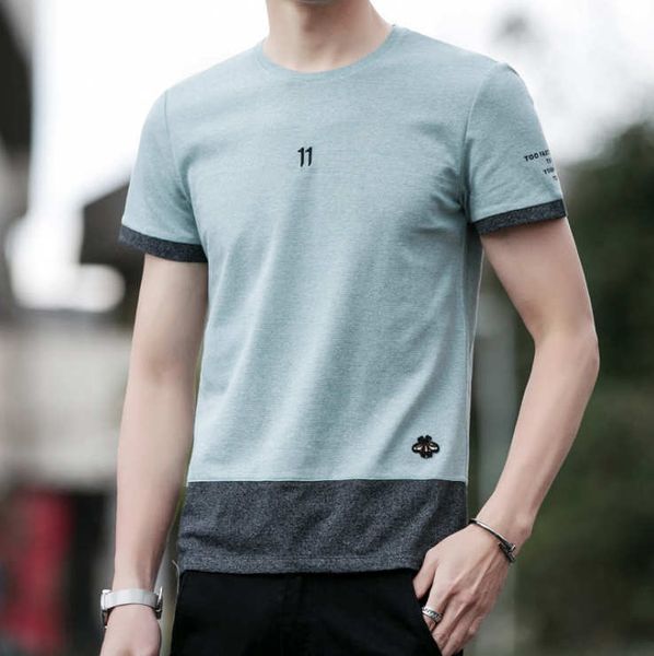 

2020 summer mens designer brand t-shirt casual pure color khaki blue gray t-shirt m-3xl, White;black