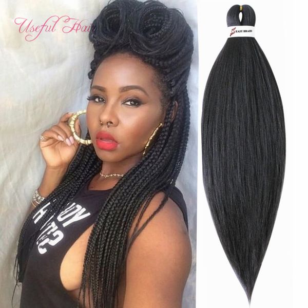 

pre stretched ez easy braid hair jumbo braids ombre braiding hair synthetic crochet hair extension 20" 26" low temperature fiber, Black