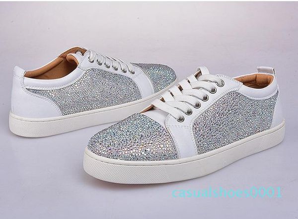 

designs shoes spike junior calf suedue low cut red bottom sneaker luxury party wedding shoes genuine leather spikes lace-up casual shoe ac01, Black