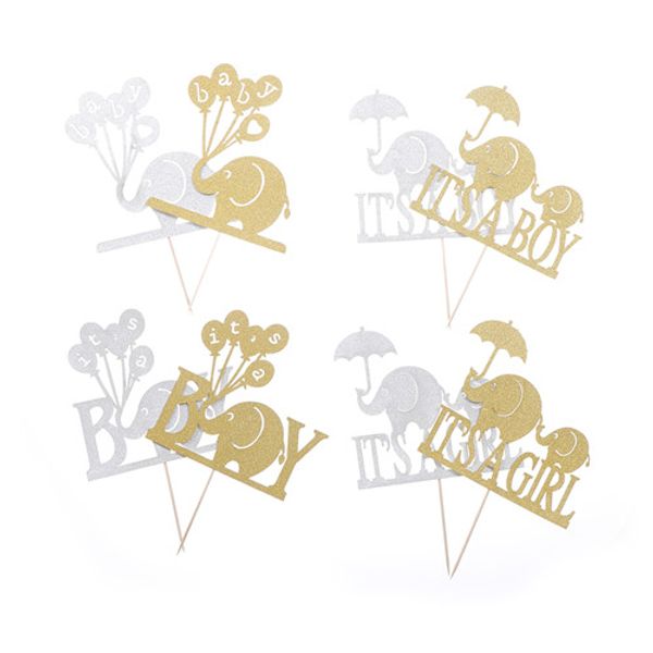 

слон это мальчик девочка торт топпер baby shower праздничные украшения сувениры крещение блеск бумаги день рождения поставки 20 шт