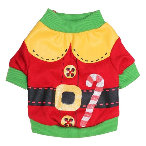 

green border dog cat winter clothes warm knitted sweater for dog christmas wrap coat dress (red, green border, l