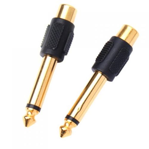 

2x rca female to 6.3 mm mono male audio adapter removable part connector