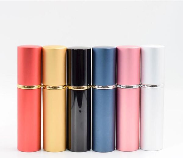 

Whole ale 5ml travel refillable perfume bottle aluminium anodized compact perfume atomizer fragrance gla cent bottle hipping