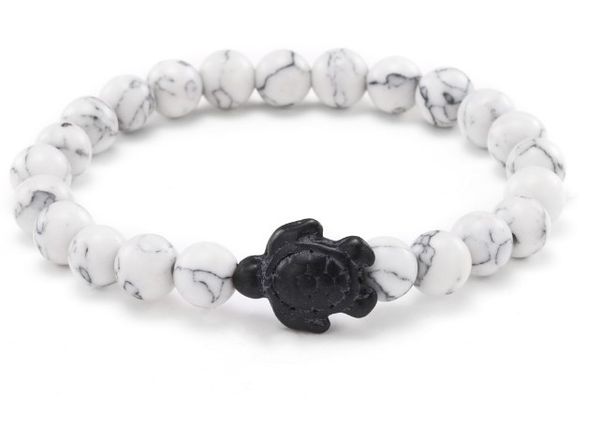 

8mm rh34 elastic adjusted charm nature stone black stone volcanic lava bracelet tortoise turquoise punk charm bangles