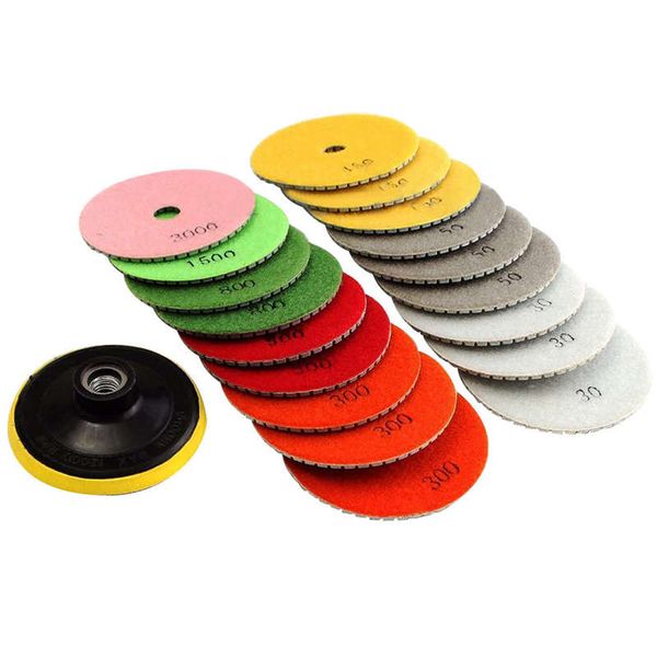 

19pcs 4 inch wet/dry diamond polishing pads for granite marble concrete stone polishing tools