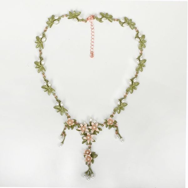 

2020 enamel orange flower necklace, Silver