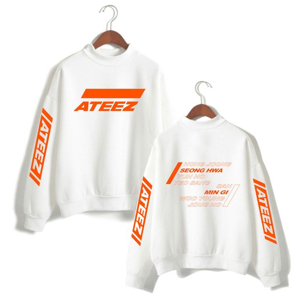 

kpop korean team ateez turtleneck sweatshirt fashion women/men clothes 2019 high collar long sleeve casual sweatshirts, Black