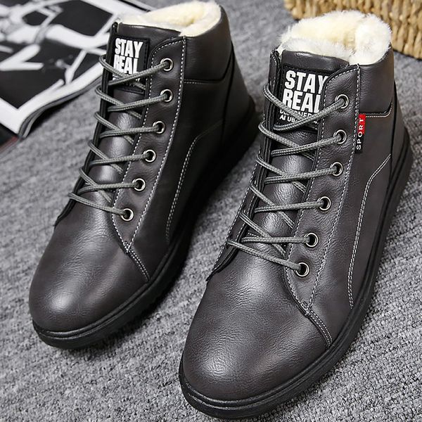Men Black Large Size 11 Winter Boots Men Shoes Warm Fur Snow Boots Men