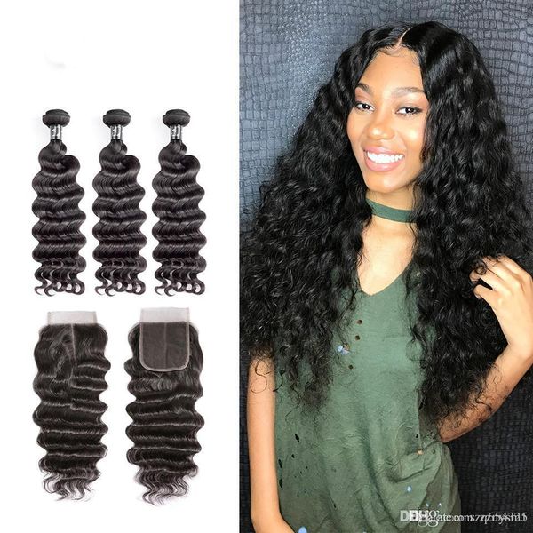 

human hair bundles with closure natural wave brazilian hair weave bundles 7a virgin hair extension shipping free, Black
