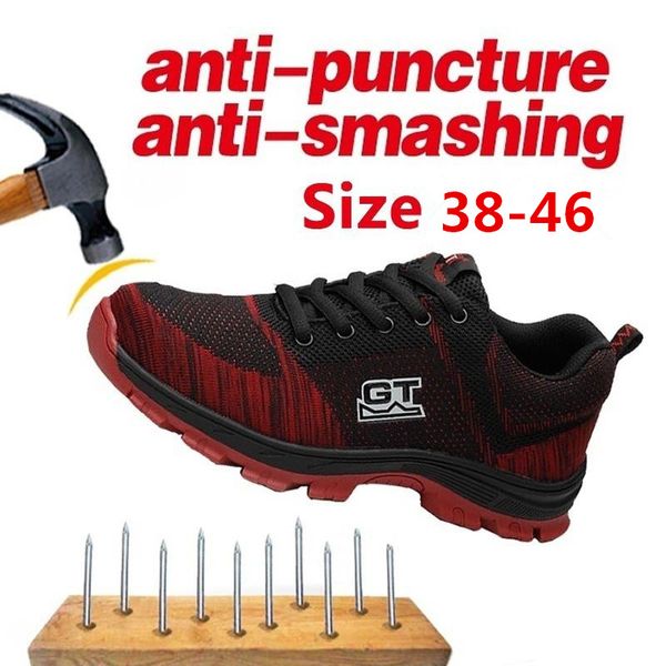 

work safety boots for men sneakers slip-on steel toe shoes boots breathable anti-smashing safety shoes puncture-proof men, Black