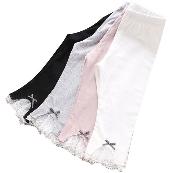 Baby Girl Leggings crianças lace fina calças de verão sólido algodão respirável meia-calça crianças cor cintura mid calças de moda quente b811