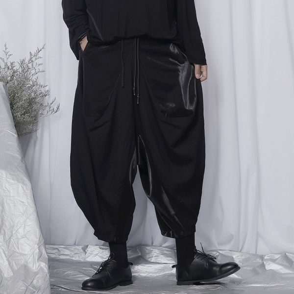 

ewq / мужские одежда повседневные брюки потерять широкую ногу штаны японии стиль трехмерной лоскутной карманы харлан мужчиной 2020 9y2506, Black