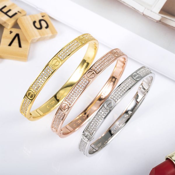 

brand classic plating 18k gold women luxury cuff bracelet crystal love bracelet valentine's day jewelry gift, White