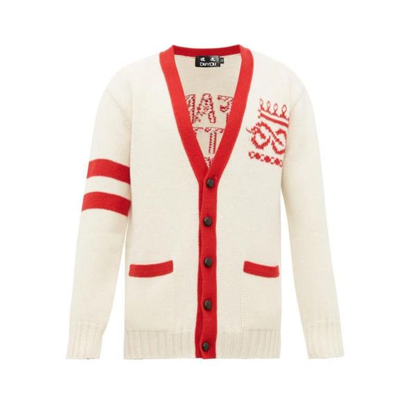 

duyou 2019 autumn winter sweater men cardigan far better not letter knitted sweater male casual fashion high quality, White;black