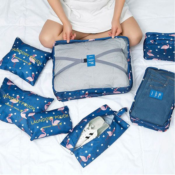 

7 pcs travel storage bags waterproof clothing tidy organizer suitcase pouch organizer bag case shoes packing cube package