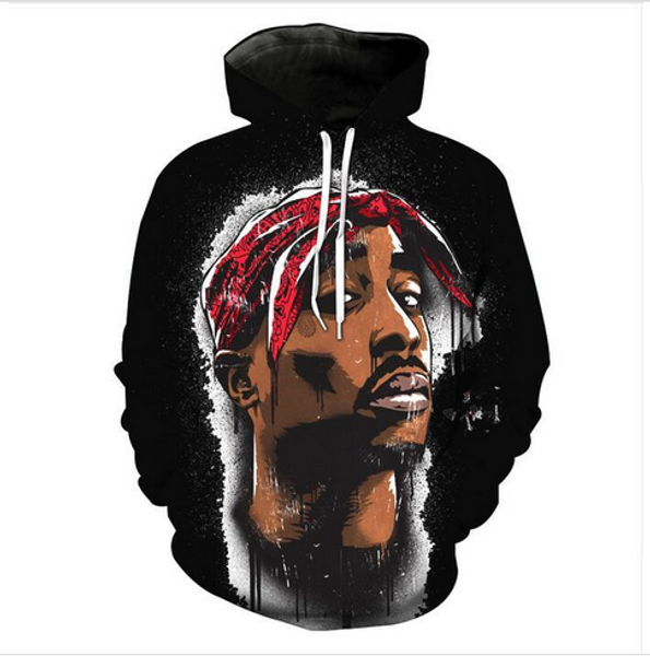 

out fashion streetwear 3d hd print casual 2pac tupac hoodies sweatshirts men women hoodie jacket coat lms031, Black