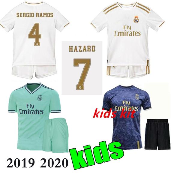 

19 20 kids real madrid home white soccer jersey asensio bale lucas v morata james ramos isco modric away black child football shirt 2019