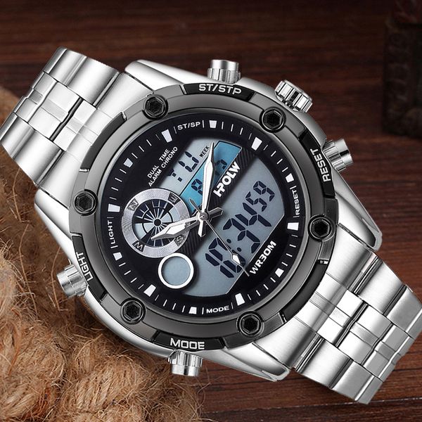 

men's brand luxury digital-watch relogio masculino new sport watch men clock male led digital quartz wrist watches, Slivery;brown