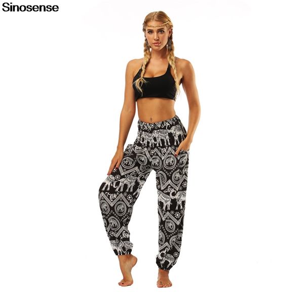 

women's pants & capris women sporty dance harem 2021 comfy bohemian tapered elephant loose trousers elastic high waist casual long, Black;white