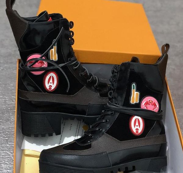 

designer ladies classic high boots ladies boots snow leather winter boots ladies thick rubber 5 cm low heel platform shoes, Black