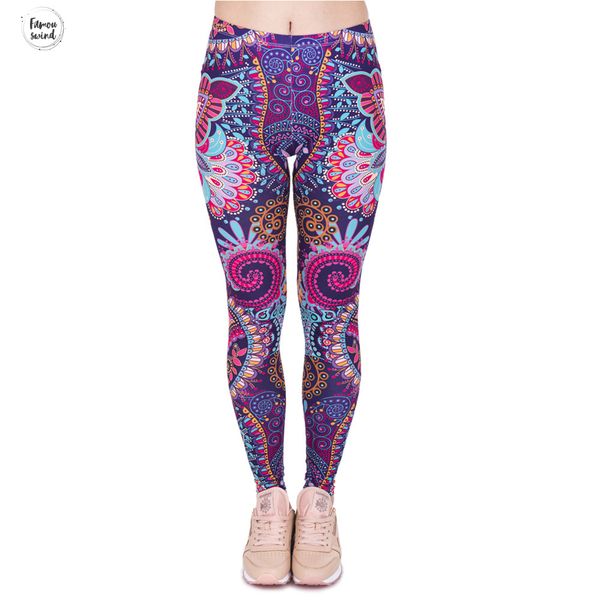 

women legging woman legins mandala flowers pink mid printing fashion cozy high waist womens leggings good quality, Black