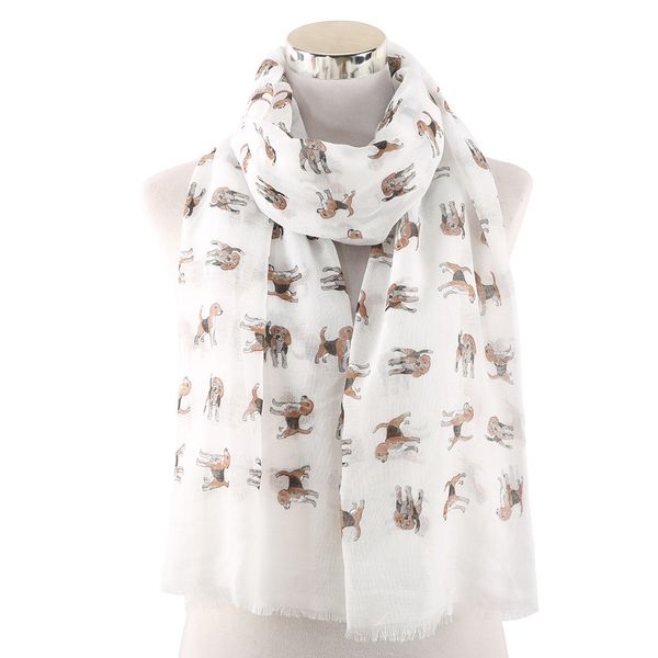 

2019 cute white pink animal pet dog print scarf shawl women female scarves neck wrap foulard femme, Blue;gray