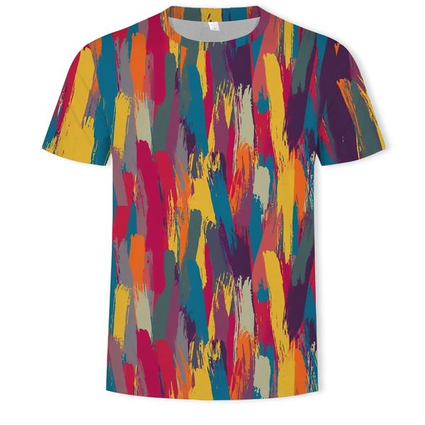 

mens designer personalized 3d digital printing colored paint short sleeve casual t-shirt, White;black
