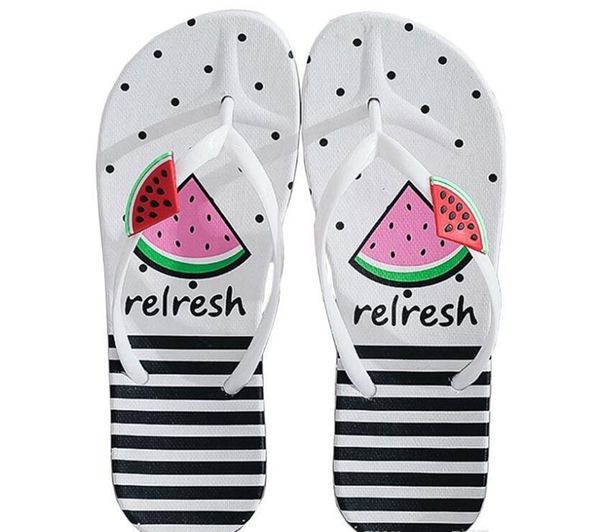 

korean version fashion and simple flip-flops for women summer pvc non-slip watermelon flip-flops flat slippers white size 36-40, Black