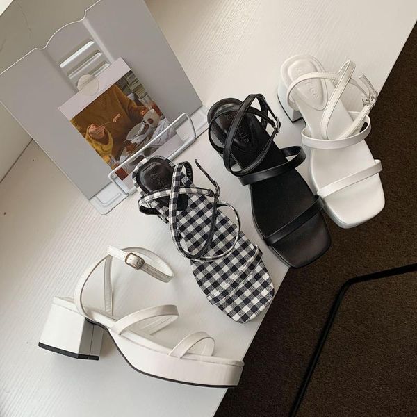 

комфорт обувь для женщин med black платформа сандалии высоких каблуков 2020 женской пряжка ремешка комфорт блок medium эспадрилья