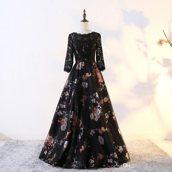 

elegant long evening dresses 2019 fashion flowers women sleeves prom dress lace v back formal wedding party gowns, Red