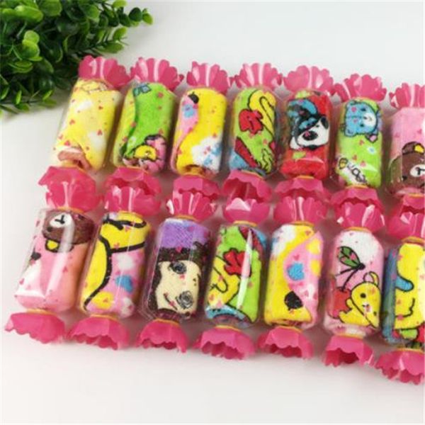 

20pcs cartoon pattern 20x20cm wedding gifts 100% cotton candy shape packing baby towels nursing towel washcloth handkerchief