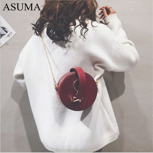 

crocodile leather round bag women messenger fashion bags ladies hand crossbody bags for women 2019 evening bag circle