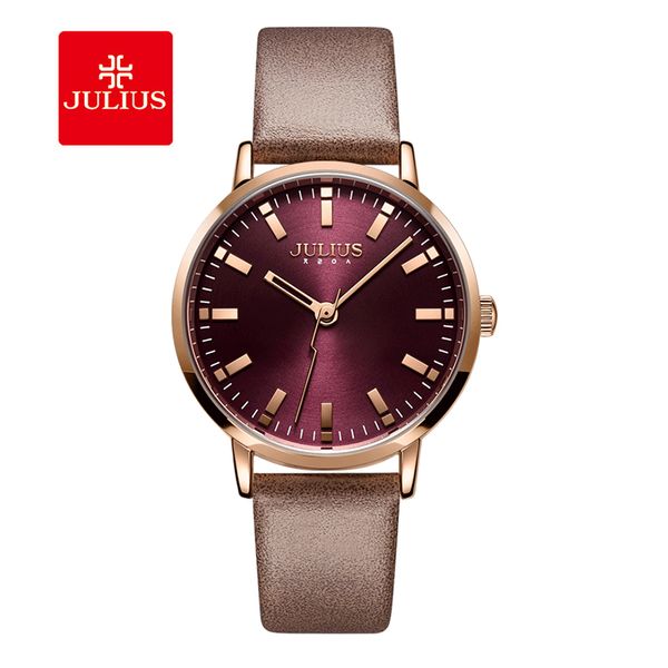 

julius brand ladies vintage leather watch simple waterproof business watch fashion dress wristwatch female, Slivery;brown