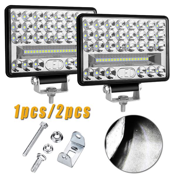 

1pc/2pcs 9v-30v 144w car truck tractor 48led work driving light 6000lm 6000k white large view 4wd off-road vehicle work light