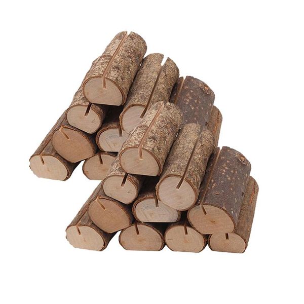 

20pcs wooden stump shape wedding party name card table number card holder reception place stand for party wedding