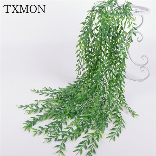 

94 cm 5 branches simulation wicker willow bamboo leaves rattan false willow tree home decoration green leaf plant wall hanging
