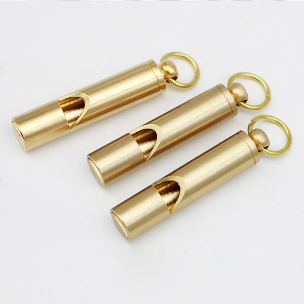

brass rescue whistle mini portable brass whistle emergency/survival/hiking whistles retro whistle keychain keyring m73r