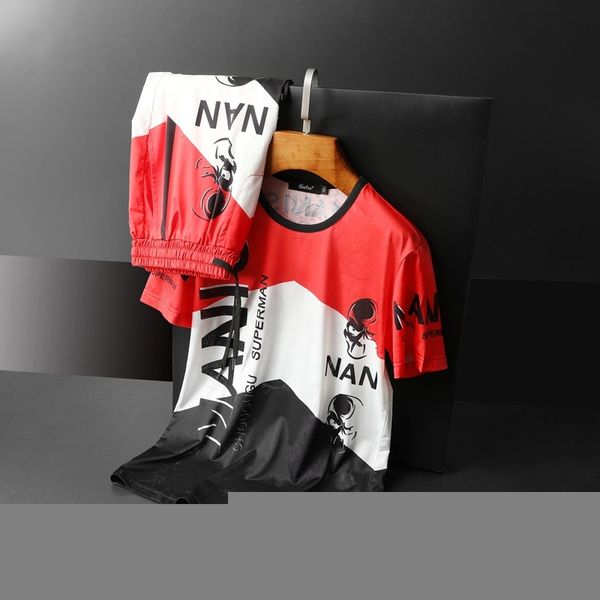 

new 2020 designer tracksuit set fashion running mens tracksuit slim clothing tshirt+shorts luxury sports short sleeve suit men's tracks, Gray