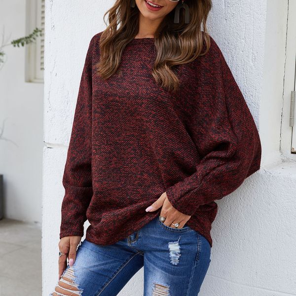 

fashion batwing sleeve loose sweater women winter warm sweater long sleeve o-neck casual, White;black